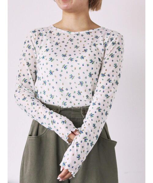 ehka sopo(エヘカソポ)の「花柄シアーカットソー(Tシャツ/カットソー・レディース・ブラック/キナリ/グレー/オフホワイト・F)」の5枚目の写真