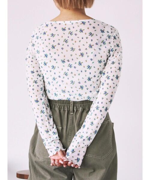 ehka sopo(エヘカソポ)の「花柄シアーカットソー(Tシャツ/カットソー・レディース・ブラック/キナリ/グレー/オフホワイト・F)」の6枚目の写真