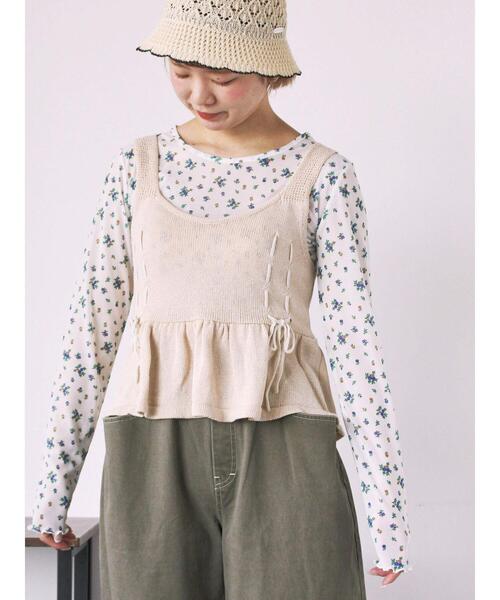 ehka sopo(エヘカソポ)の「花柄シアーカットソー(Tシャツ/カットソー・レディース・ブラック/キナリ/グレー/オフホワイト・F)」の8枚目の写真