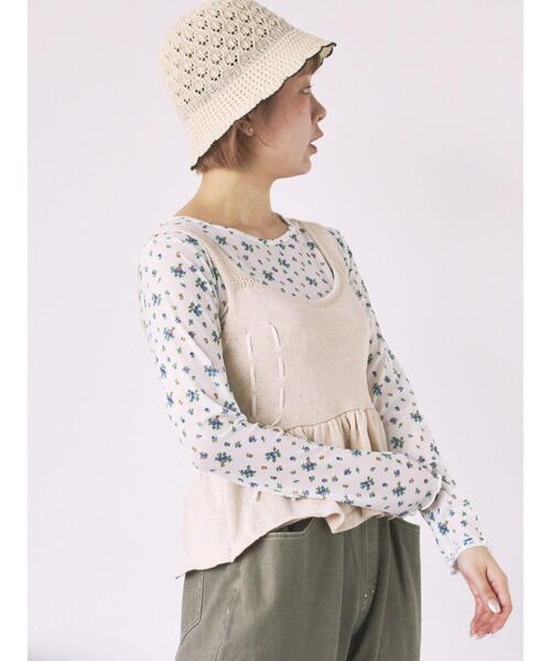 ehka sopo(エヘカソポ)の「花柄シアーカットソー(Tシャツ/カットソー・レディース・ブラック/キナリ/グレー/オフホワイト・F)」の9枚目の写真