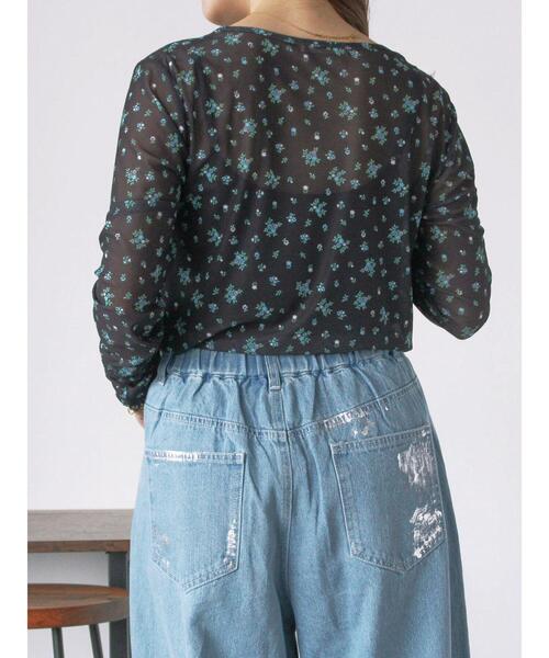 ehka sopo(エヘカソポ)の「花柄シアーカットソー(Tシャツ/カットソー・レディース・ブラック/キナリ/グレー/オフホワイト・F)」の17枚目の写真