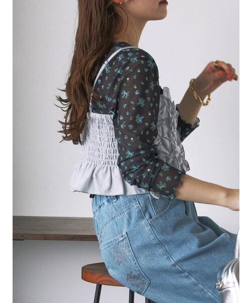 ehka sopo(エヘカソポ)の「花柄シアーカットソー(Tシャツ/カットソー・レディース・ブラック/キナリ/グレー/オフホワイト・F)」の20枚目の写真