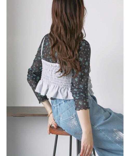 ehka sopo(エヘカソポ)の「花柄シアーカットソー(Tシャツ/カットソー・レディース・ブラック/キナリ/グレー/オフホワイト・F)」の21枚目の写真