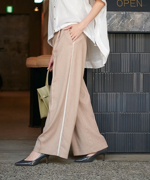 Jines（ジネス）の「リネンライクカルゼラインパンツ【丈別2サイズ展開】（その他パンツ・レディース・ベージュ/ネイビー/ライトベージュ・37/38）」の2枚目の写真