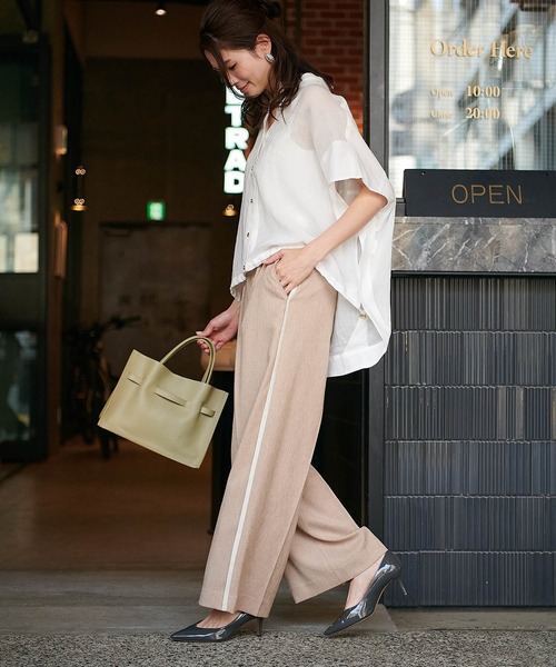 Jines（ジネス）の「リネンライクカルゼラインパンツ【丈別2サイズ展開】（その他パンツ・レディース・ベージュ/ネイビー/ライトベージュ・37/38）」の7枚目の写真