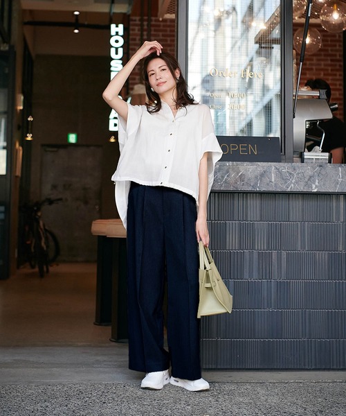 Jines（ジネス）の「リネンライクカルゼラインパンツ【丈別2サイズ展開】（その他パンツ・レディース・ベージュ/ネイビー/ライトベージュ・37/38）」の8枚目の写真