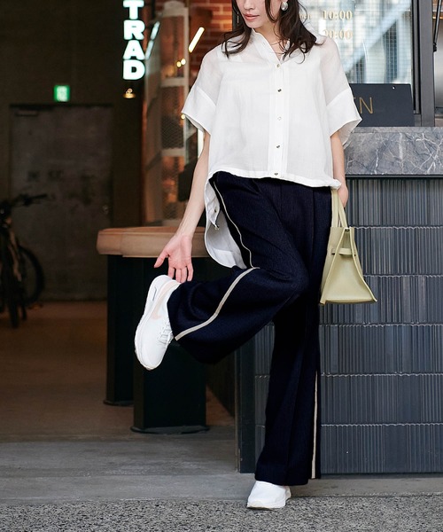 Jines（ジネス）の「リネンライクカルゼラインパンツ【丈別2サイズ展開】（その他パンツ・レディース・ベージュ/ネイビー/ライトベージュ・37/38）」の9枚目の写真