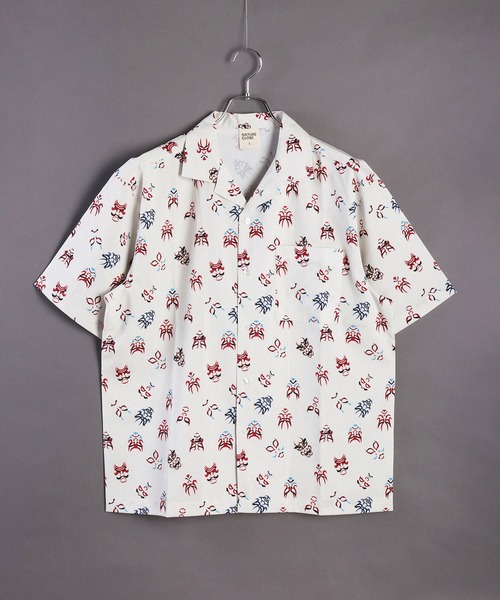 セール】和柄 風神雷神 龍虎 金魚 紅葉 オープンカラー 半袖