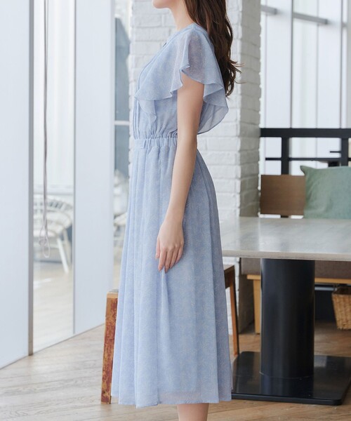 セール】【小倉優子さん着用】フレアスリーブ柄ワンピース