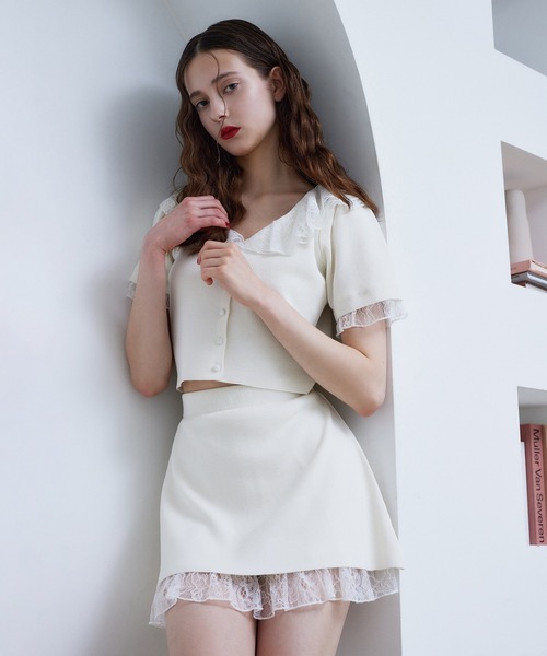 Seemi. byNICECLAUP（ シーミーバイナイスクラップ）の「【Seemi.】レースセットアップ（ワンピース・レディース・ブラック/ホワイト・FREE）」の2枚目の写真