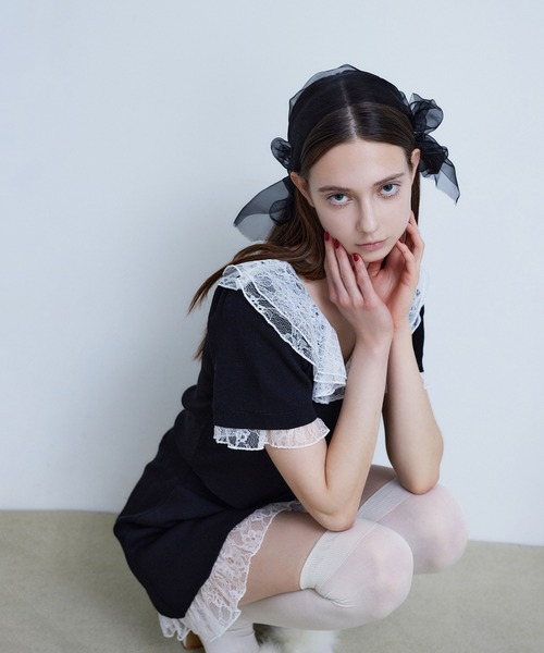 Seemi. byNICECLAUP（ シーミーバイナイスクラップ）の「【Seemi.】レースセットアップ（ワンピース・レディース・ブラック/ホワイト・FREE）」の9枚目の写真