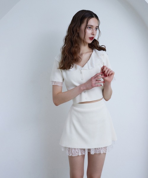 Seemi. byNICECLAUP（ シーミーバイナイスクラップ）の「【Seemi.】レースセットアップ（ワンピース・レディース・ブラック/ホワイト・FREE）」の15枚目の写真