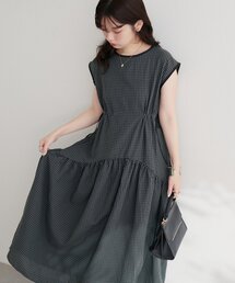 ドロストデザインチェック柄ワンピース