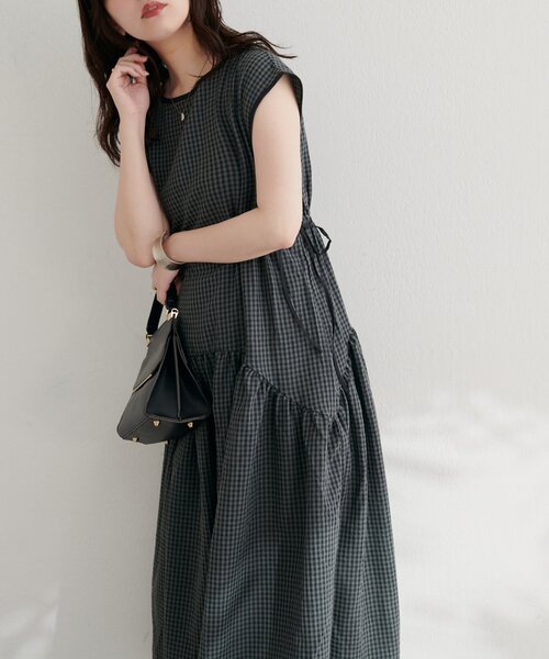 新品未使用　natural coutureドロストデザインチェック柄ワンピース ドロストデザインチェック柄ワンピース | natural couture