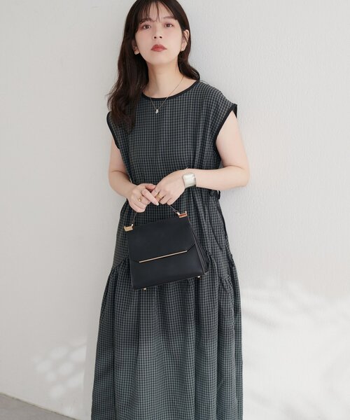 natural couture(ナチュラルクチュール)の「ドロストデザインチェック柄ワンピース(ワンピース・レディース・オフホワイト/グレー/ピンク/キャメル・FREE)」の21枚目の写真
