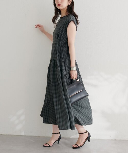 新品未使用　natural coutureドロストデザインチェック柄ワンピース ドロストデザインチェック柄ワンピース（ワンピース）｜natural