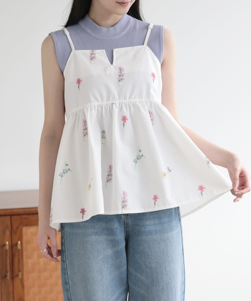 SUNFLOWER EIGHT(サンフラワーエイト)の「花柄キャミビスチェ(キャミソール・レディース・ネイビー/ブラック/オフホワイト・M)」の14枚目の写真