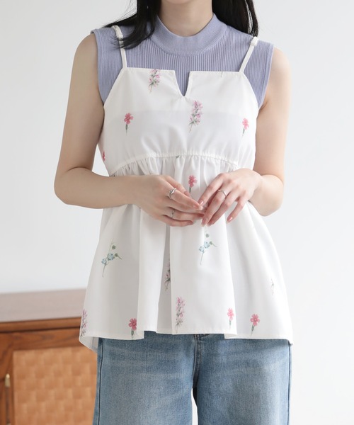 SUNFLOWER EIGHT(サンフラワーエイト)の「花柄キャミビスチェ(キャミソール・レディース・ネイビー/ブラック/オフホワイト・M)」の15枚目の写真