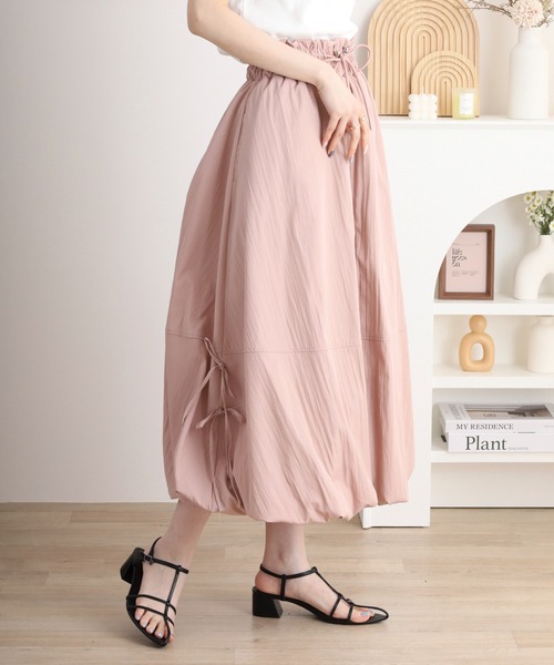 新品未使用 MARL MARL ピンク リボン付きスカート 大きいサイズ＞薔薇ボタンフレアスカート marun 通販【ニッセン】