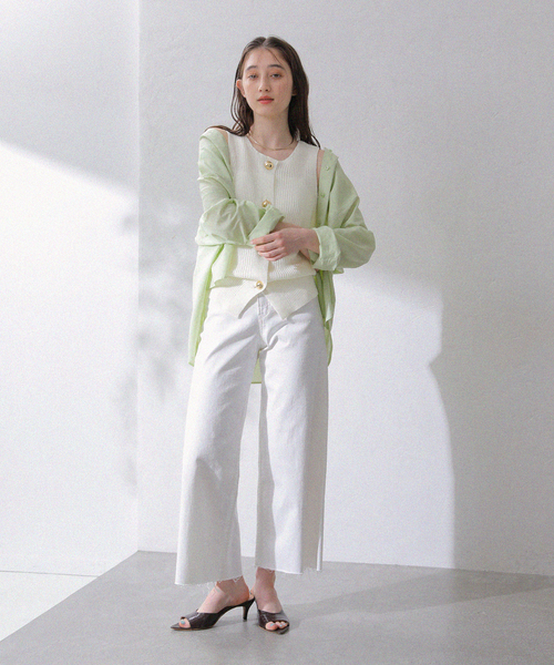 La TOTALITE（ラトータリテ）の「【洗える】ハイツイストニットベスト（ベスト・レディース・ホワイト/ネイビー・FREE）」の5枚目の写真