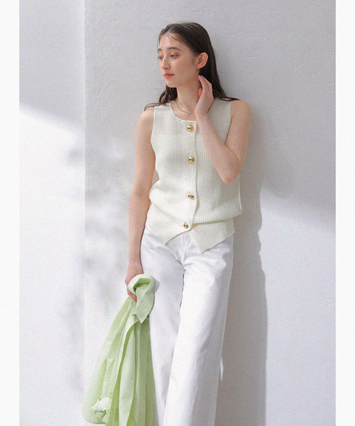 La TOTALITE（ラトータリテ）の「【洗える】ハイツイストニットベスト（ベスト・レディース・ホワイト/ネイビー・FREE）」の7枚目の写真