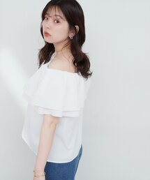 natural couture | サッカーチェックオフショルブラウス(シャツ/ブラウス)
