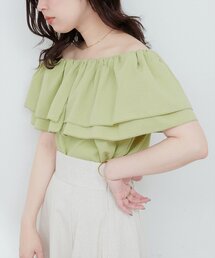 natural couture | サッカーチェックオフショルブラウス(シャツ/ブラウス)