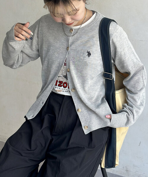 U.S. POLO ASSN.（ユーエスポロアッスン）の「シアーカーディガン（カーディガン/ボレロ・レディース・ネイビー/レッド/グレー/アイボリー・FREE）」の3枚目の写真