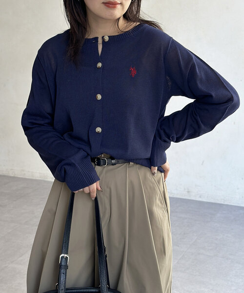 【新品タグ付き UNITED ARROWS ギャザーシアーカーディガン】 UNITED ARROWS LTD. OUTLET｜シアー クルーネック カーディガン