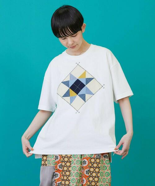 FRAPBOIS(フラボア)の「キルティックT(Tシャツ/カットソー・レディース・ネイビー/オフホワイト・2/1)」の1枚目の写真