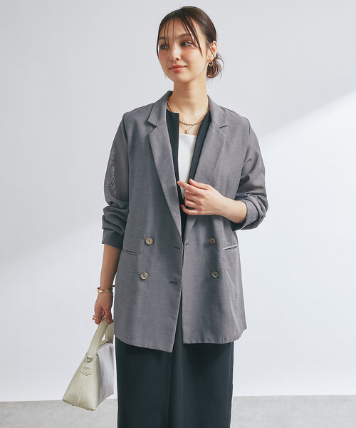 un dix cors（アンディコール）の「《サラッと羽織れる◎》シアーメッシュジャケット（テーラードジャケット・レディース・ブラック/チャコールグレー/ベージュ・FREE）」の12枚目の写真