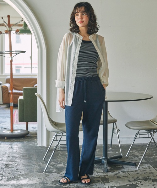 MONO-MART LADY'S（モノマートレディース）の「カットリブ フレア イージーパンツ（その他パンツ・レディース・杢グレー/ブラック/ネイビー/グリーン・S/M）」の6枚目の写真