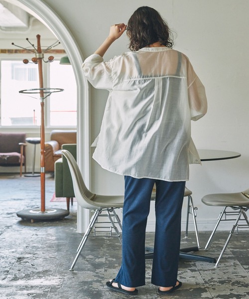 MONO-MART LADY'S（モノマートレディース）の「カットリブ フレア イージーパンツ（その他パンツ・レディース・杢グレー/ブラック/ネイビー/グリーン・S/M）」の7枚目の写真