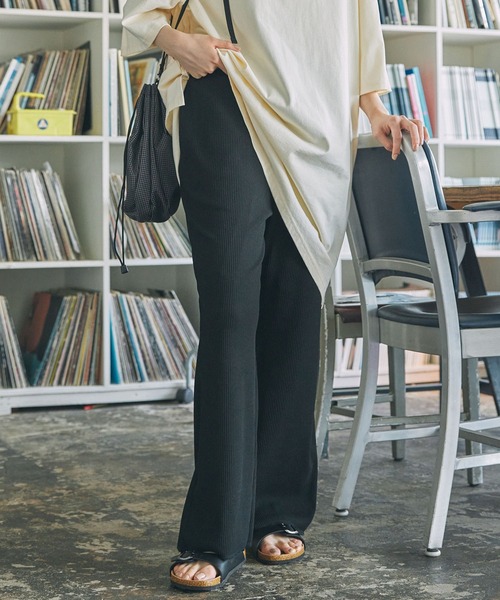 MONO-MART LADY'S（モノマートレディース）の「カットリブ フレア イージーパンツ（その他パンツ・レディース・杢グレー/ブラック/ネイビー/グリーン・S/M）」の10枚目の写真