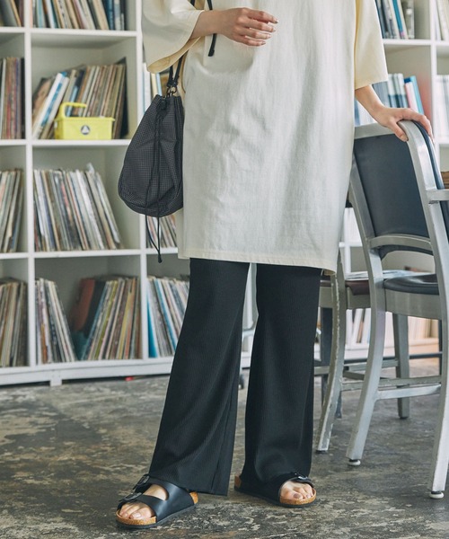 MONO-MART LADY'S（モノマートレディース）の「カットリブ フレア イージーパンツ（その他パンツ・レディース・杢グレー/ブラック/ネイビー/グリーン・S/M）」の12枚目の写真