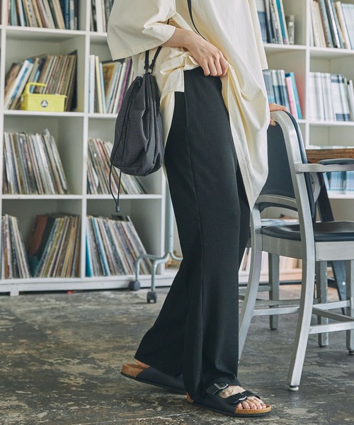 MONO-MART LADY'S（モノマートレディース）の「カットリブ フレア イージーパンツ（その他パンツ・レディース・杢グレー/ブラック/ネイビー/グリーン・S/M）」の13枚目の写真