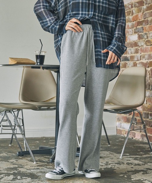 MONO-MART LADY'S（モノマートレディース）の「カットリブ フレア イージーパンツ（その他パンツ・レディース・杢グレー/ブラック/ネイビー/グリーン・S/M）」の21枚目の写真