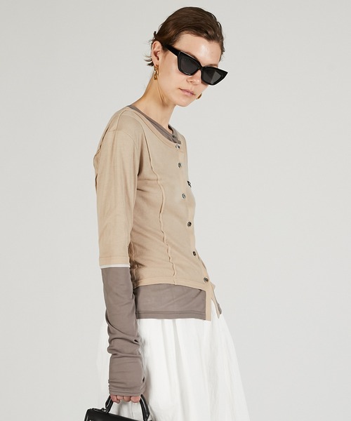 レイヤードシアーフライスカーデ / Layered sheer Fraise Cardigan