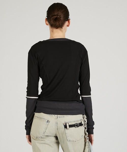 PRANK PROJECT（プランクプロジェクト）の「レイヤードシアーフライスカーデ / Layered sheer Fraise Cardigan（カーディガン/ボレロ・レディース・ブラック/チャコールグレー/ベージュ・FREE）」の9枚目の写真