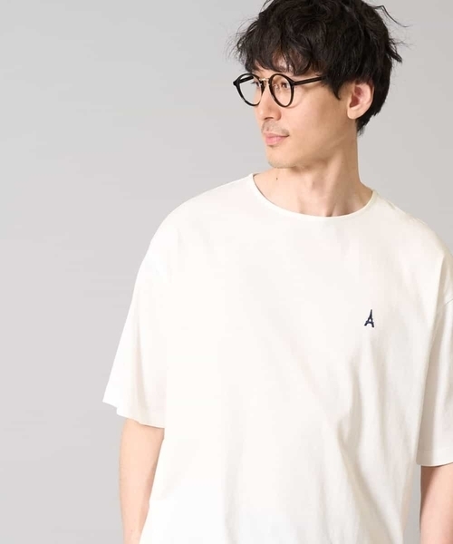 a.v.v(アーヴェヴェ)の「【接触冷感】エッフェル塔刺繍ボートネックカットソー(Tシャツ/カットソー・メンズ・ホワイト/ライトグレー/ネイビー・44/48/46/50/52)」の2枚目の写真