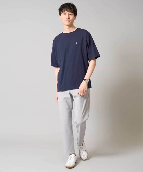 a.v.v(アーヴェヴェ)の「【接触冷感】エッフェル塔刺繍ボートネックカットソー(Tシャツ/カットソー・メンズ・ホワイト/ライトグレー/ネイビー・44/48/46/50/52)」の4枚目の写真