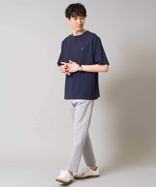 a.v.v(アーヴェヴェ)の「【接触冷感】エッフェル塔刺繍ボートネックカットソー(Tシャツ/カットソー・メンズ・ホワイト/ライトグレー/ネイビー・44/48/46/50/52)」の6枚目の写真