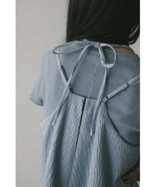 STYLEMIXER（スタイルミキサー）の「ティアードキャミワンピース（ワンピース・レディース・アイボリー/ブラック/サックスブルー・SMALL/MEDIUM）」の6枚目の写真