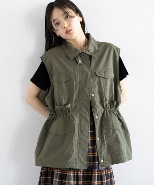 RAGEBLUE（レイジブルー）の「ウエストフリルミリタリーベスト（ベスト・レディース・ホワイト/カーキ・FREE）」の2枚目の写真