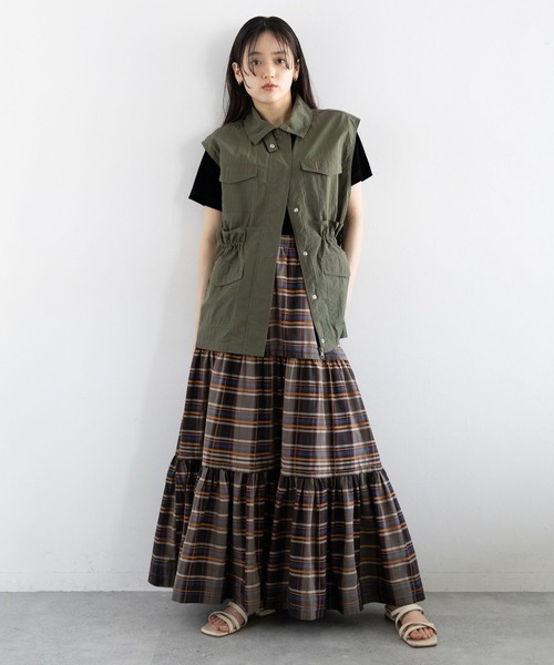 RAGEBLUE（レイジブルー）の「ウエストフリルミリタリーベスト（ベスト・レディース・ホワイト/カーキ・FREE）」の10枚目の写真