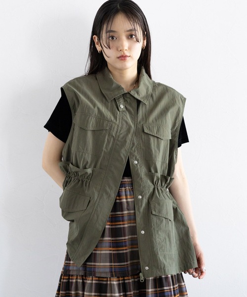 RAGEBLUE（レイジブルー）の「ウエストフリルミリタリーベスト（ベスト・レディース・ホワイト/カーキ・FREE）」の13枚目の写真