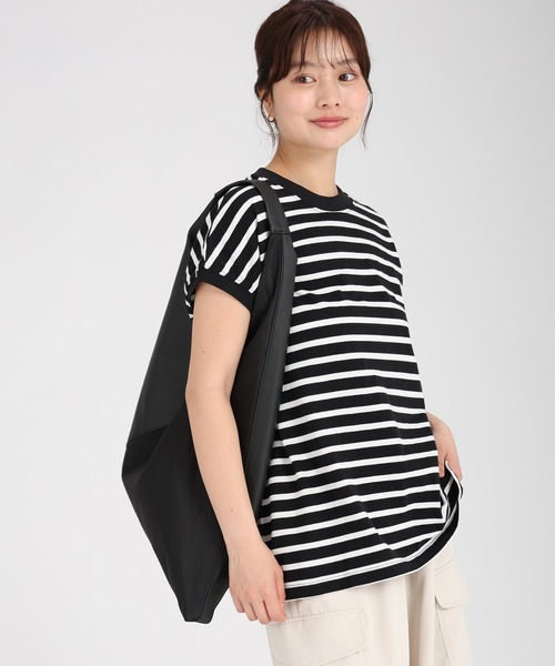 Edit Sheen（エディットシーン）の「コンビ素材トライアングルトート（トートバッグ・レディース・ベージュ/ブラック/グレー・FREE）」の2枚目の写真