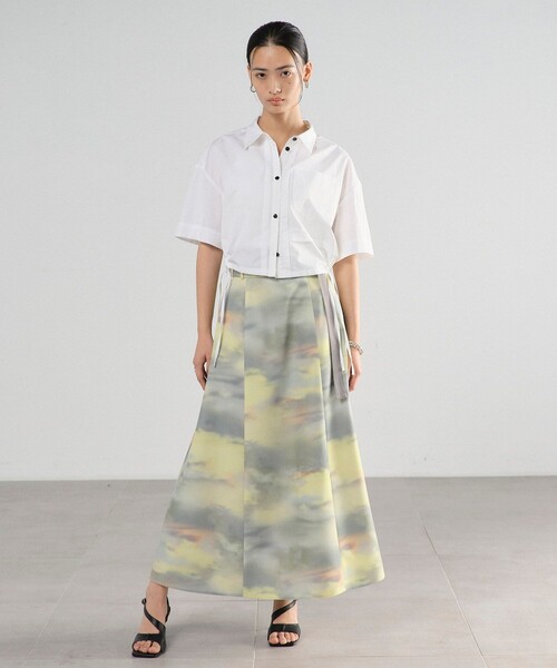 セール】シーナリーアートフレアスカート｜ウォッシャブル/防シワ