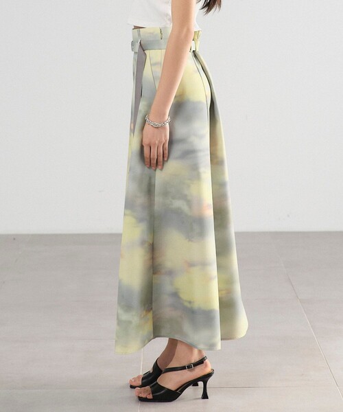 セール】シーナリーアートフレアスカート｜ウォッシャブル/防シワ