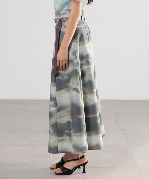 セール】シーナリーアートフレアスカート｜ウォッシャブル/防シワ